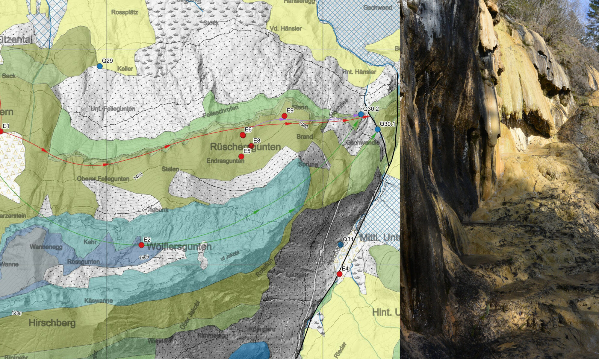 Hydrogeologie Geologische Karte und Quelltuff